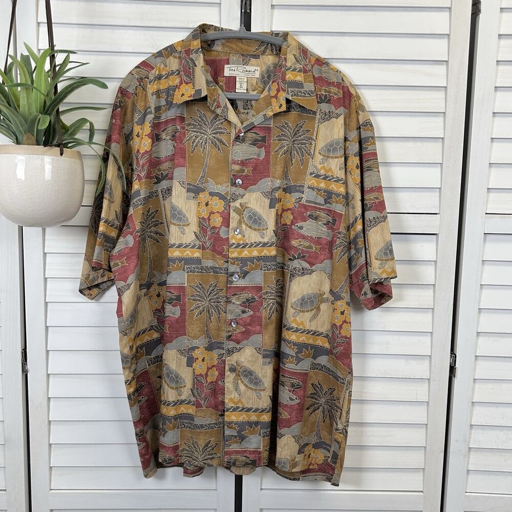Vtg Tori Richard XL Honolulu Hawaiian Camp Shirt‎ Turtle Fish Button Up Tropical